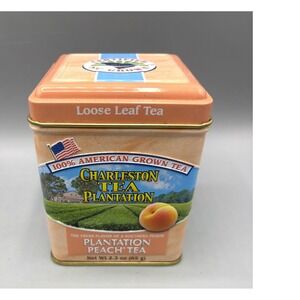 Charleston Tea Plantation Peach Tea Tin Empty Souvenir Storage South Carolina